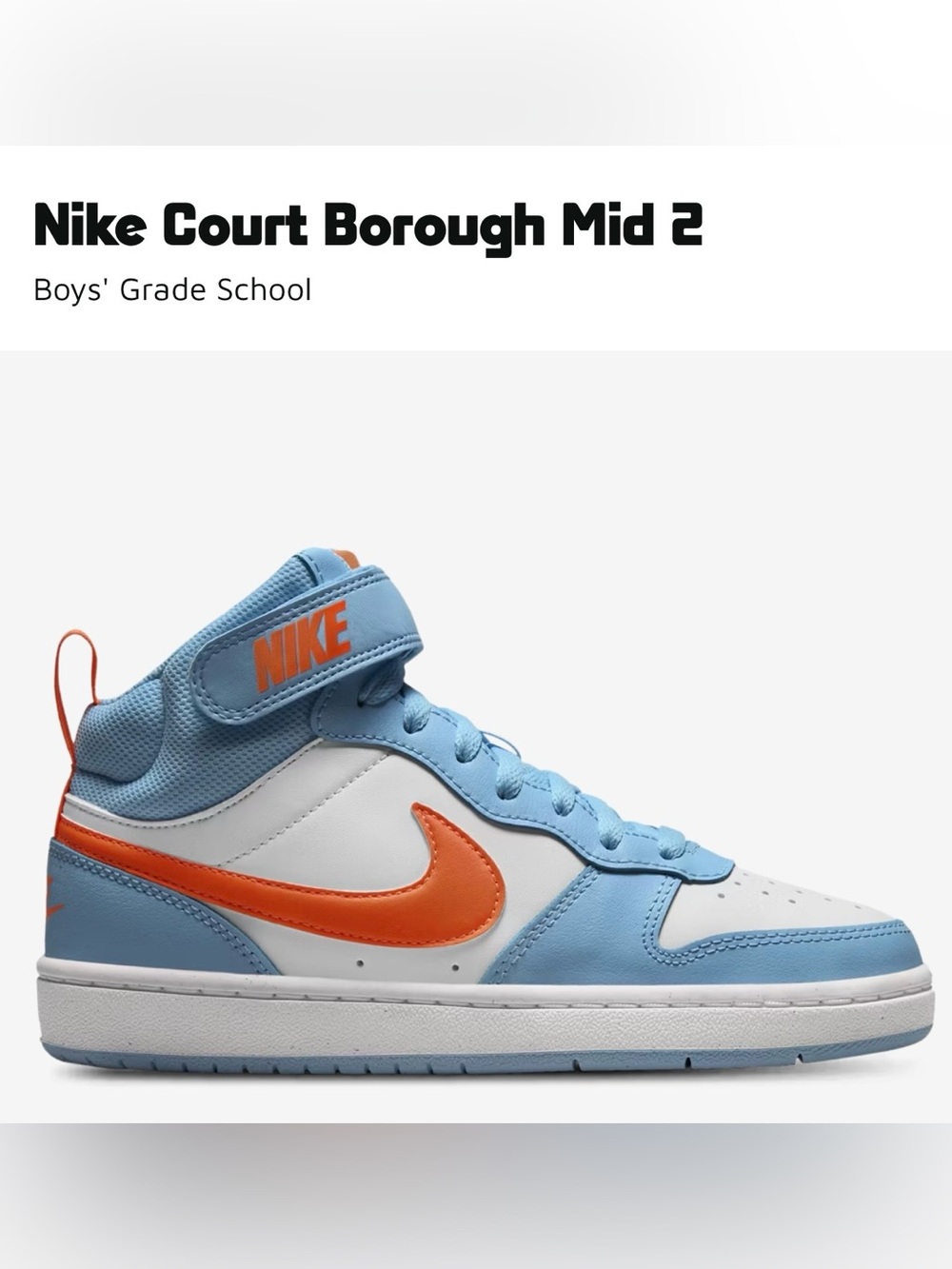 Nike Mid-Top Sneakers in Light Blue, White & Orange